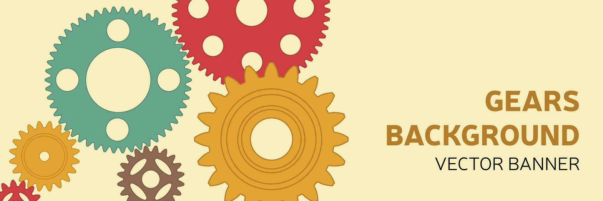 Abstract techno gear background with geometric colorful gear wheels. Space for text. Vector gears modern mechanism industrial concept. Technology gears background. gears Vector illustration