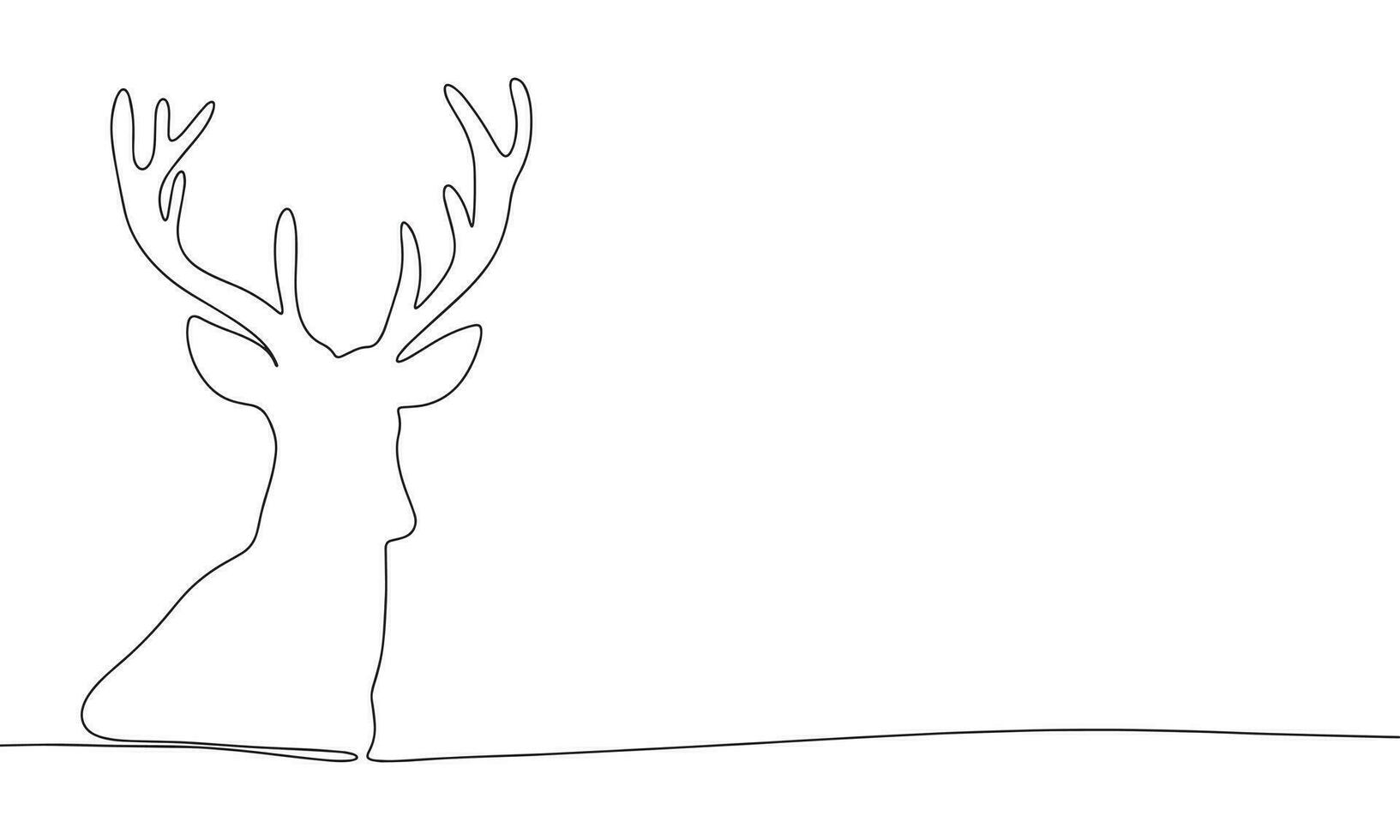 Continuous line drawing of head of deer. Vector illustration as line art outline wallpaper for minimal poster, template, banner