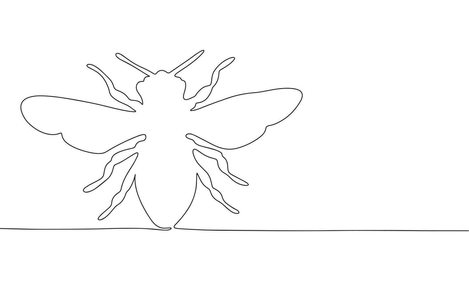 Continuous line drawing of wasp, Black and white vector minimalist illustration of insect concept