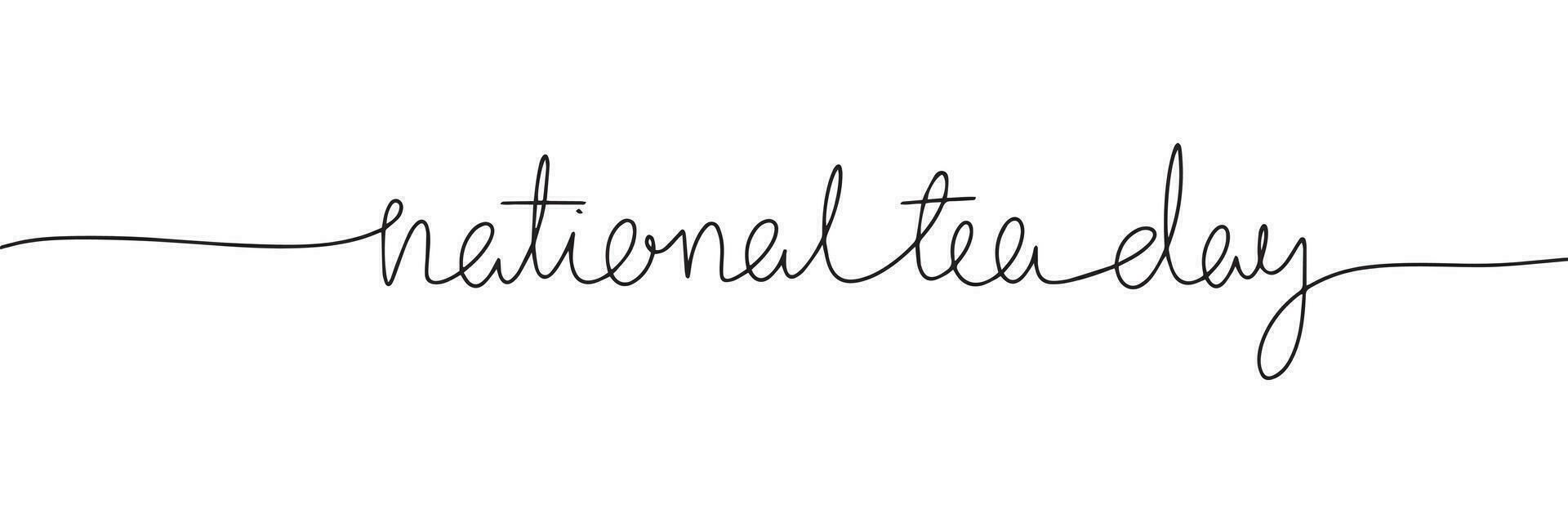 National tea day handwritten lettering. Continuous line drawing text design. Vector illustration