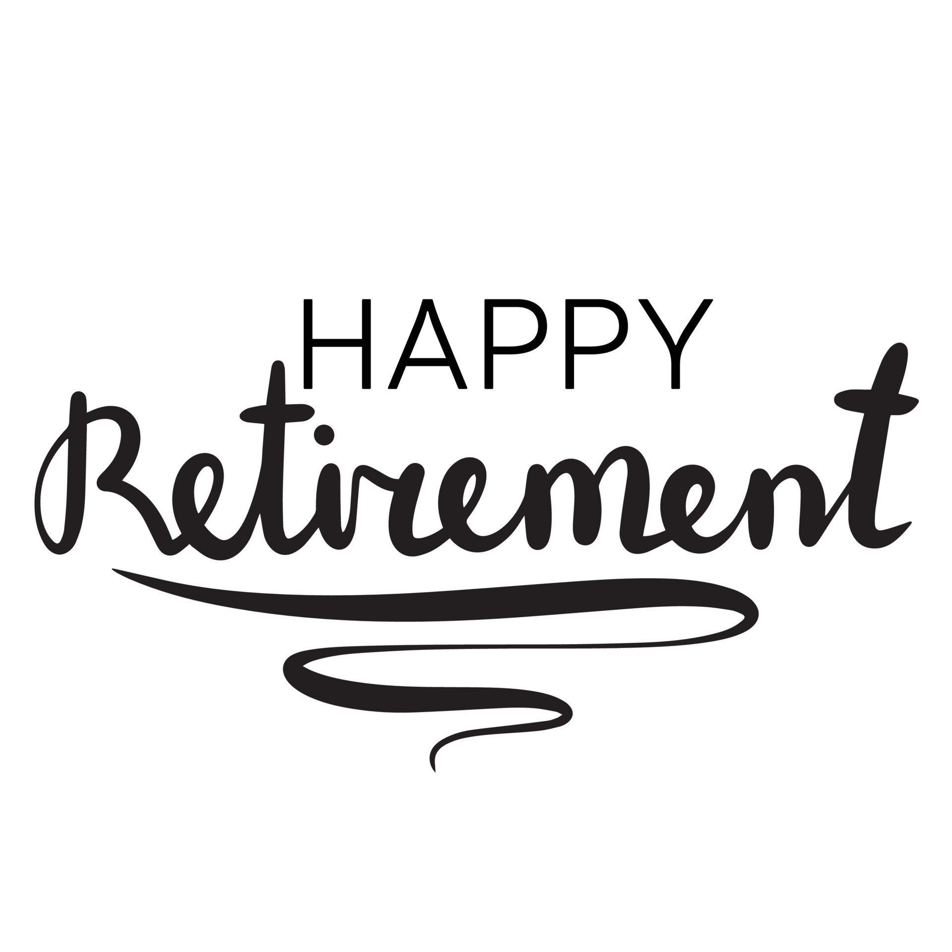 Happy retirement. Inscriptions or lettering isolated on white ...