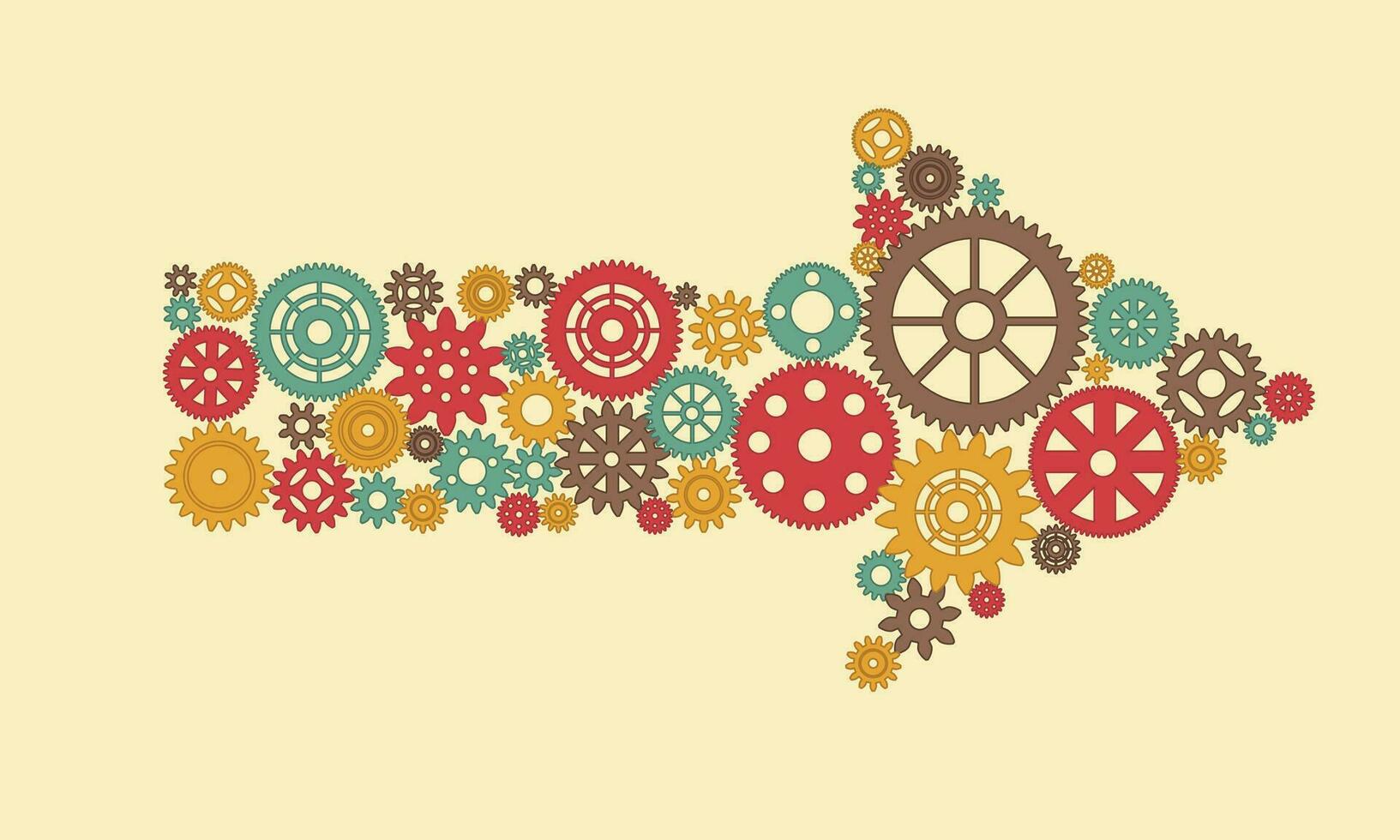Steampunk gears as color vector arrows isolated on white. Arrow icon. Arrow vector icon. Arrow. Arrows vector illustration collection
