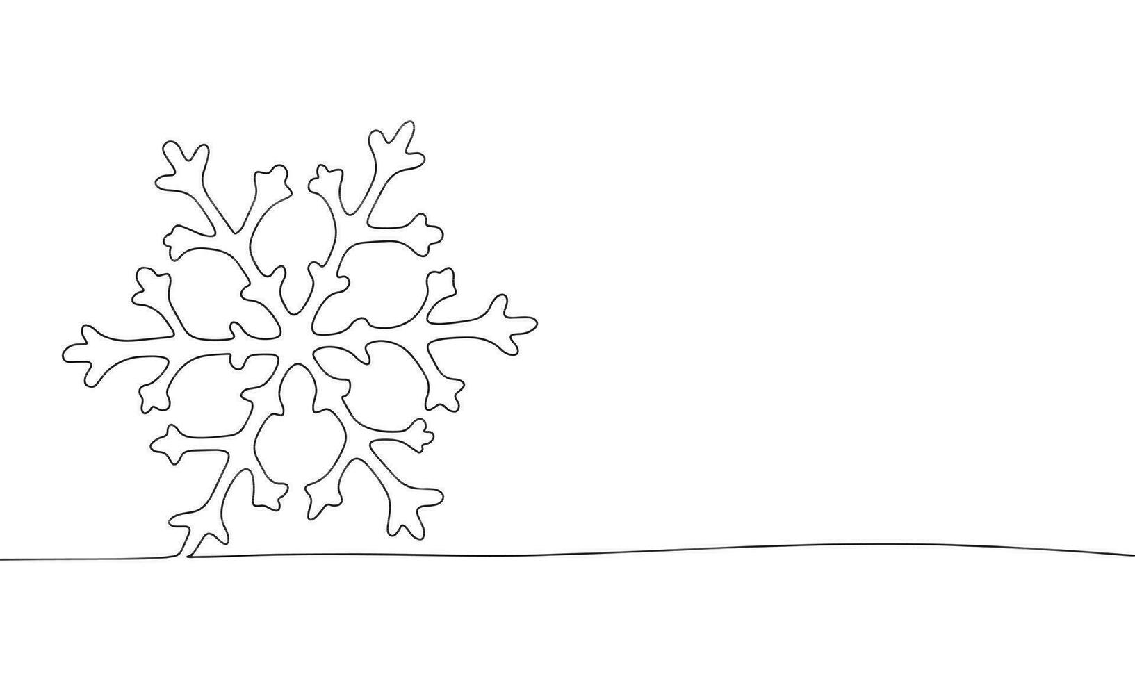 uno línea copo de nieve. línea Arte invierno tiempo. uno línea continuo Navidad bandera. contorno vector ilustración.