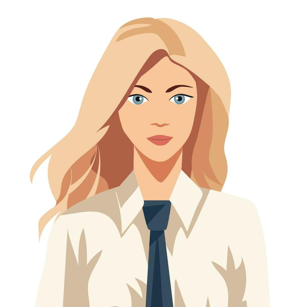 Beautiful blond woman avatar. Portrait of young woman. Vector illustration.