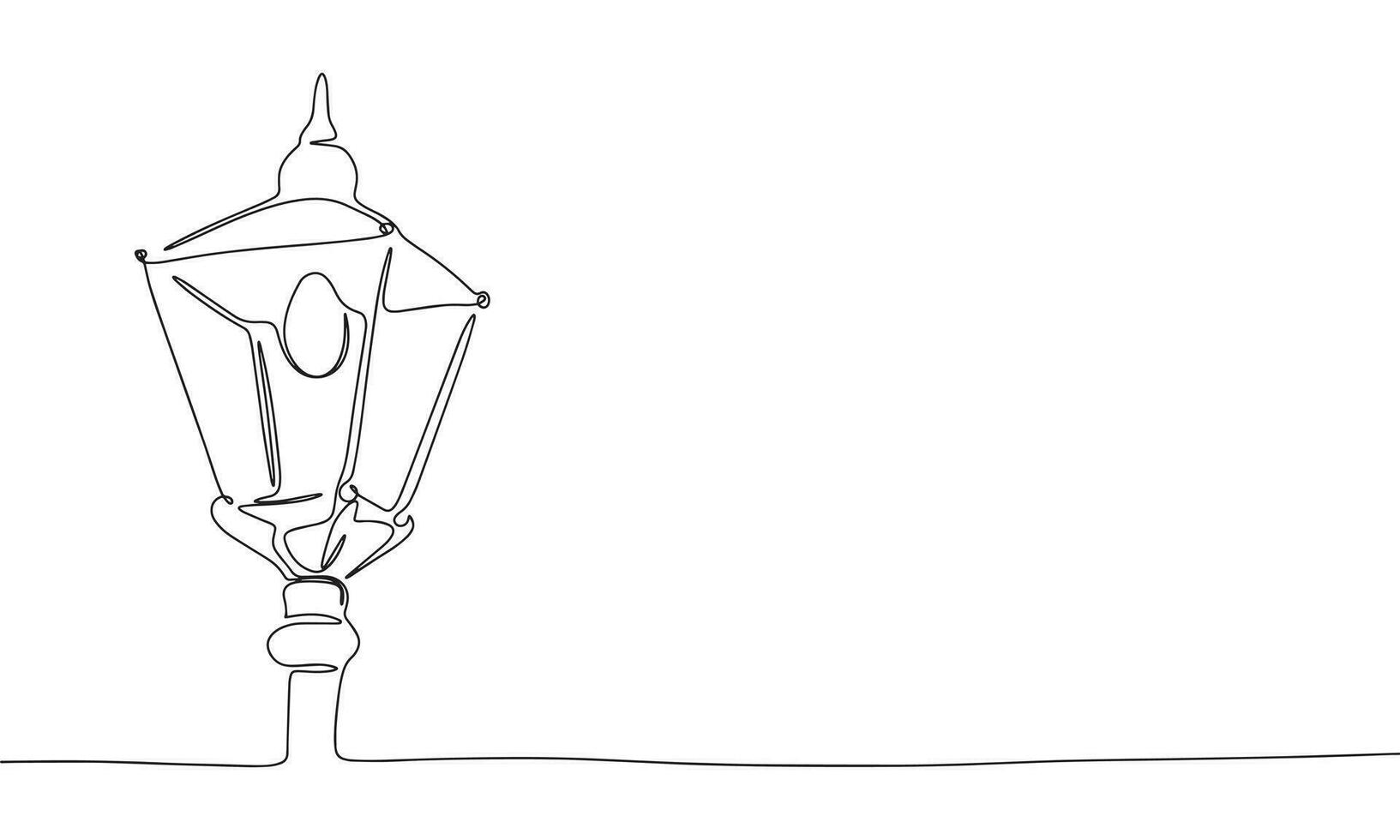 Continuous line Street lamp art. Single line Street lamp concept. Line art, outline, banner in minimalism style. Vector illustration