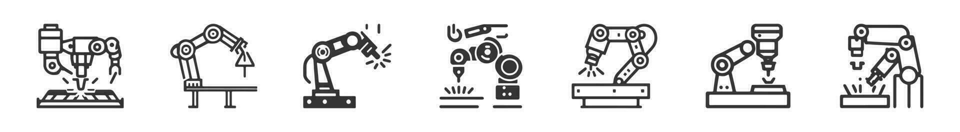 icono de símbolo de silueta de manipulador de mano robótica. vector