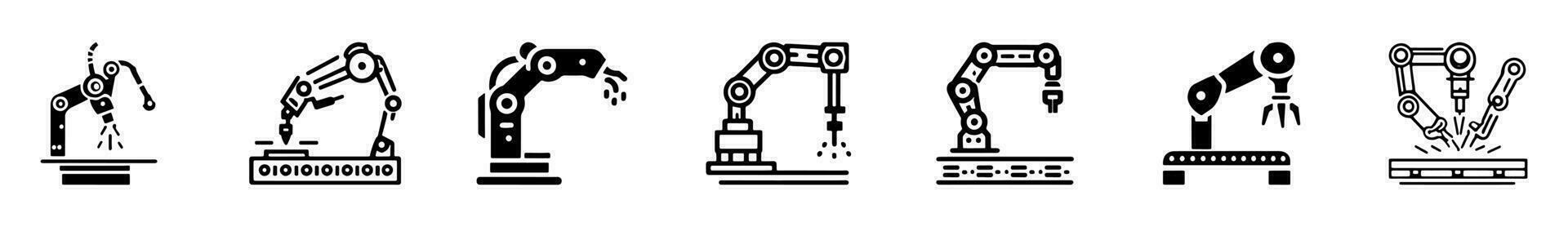 Robotic hand manipulator silhouette symbol icon. vector