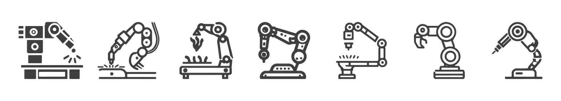 Robotic hand manipulator silhouette symbol icon. vector