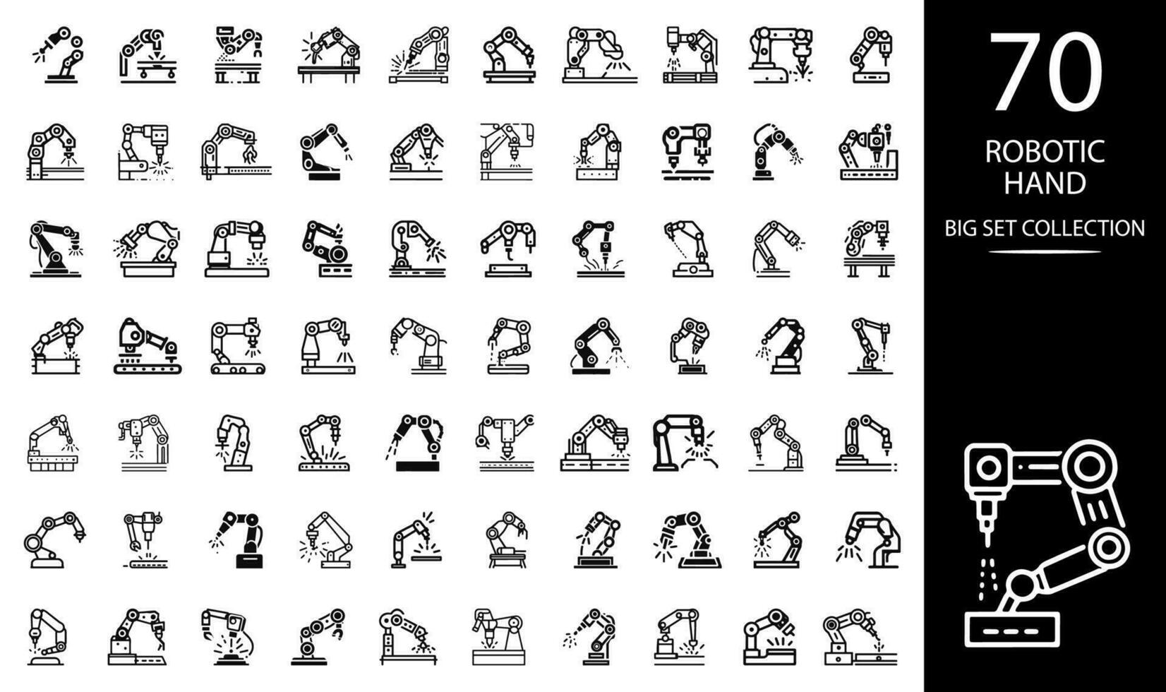 Robotic hand manipulator silhouette symbol icon. vector