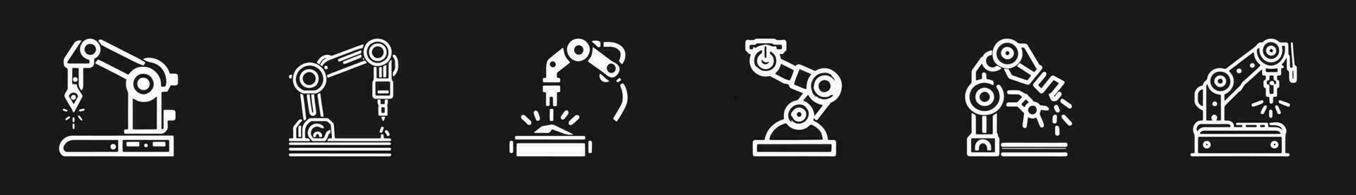 Robotic hand manipulator silhouette symbol icon. vector