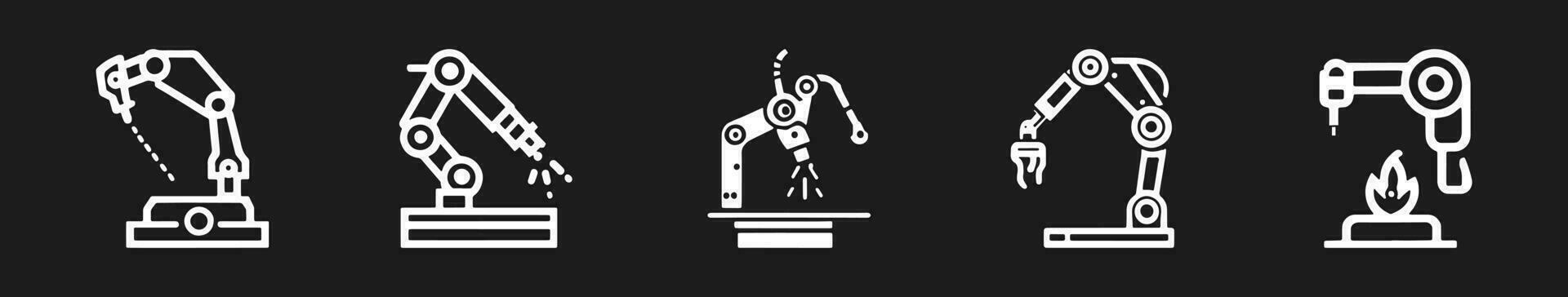 Robotic hand manipulator silhouette symbol icon. vector