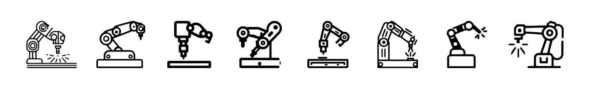 Robotic hand manipulator silhouette symbol icon. vector