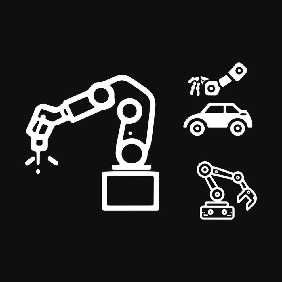 Robotic hand manipulator silhouette symbol icon. vector