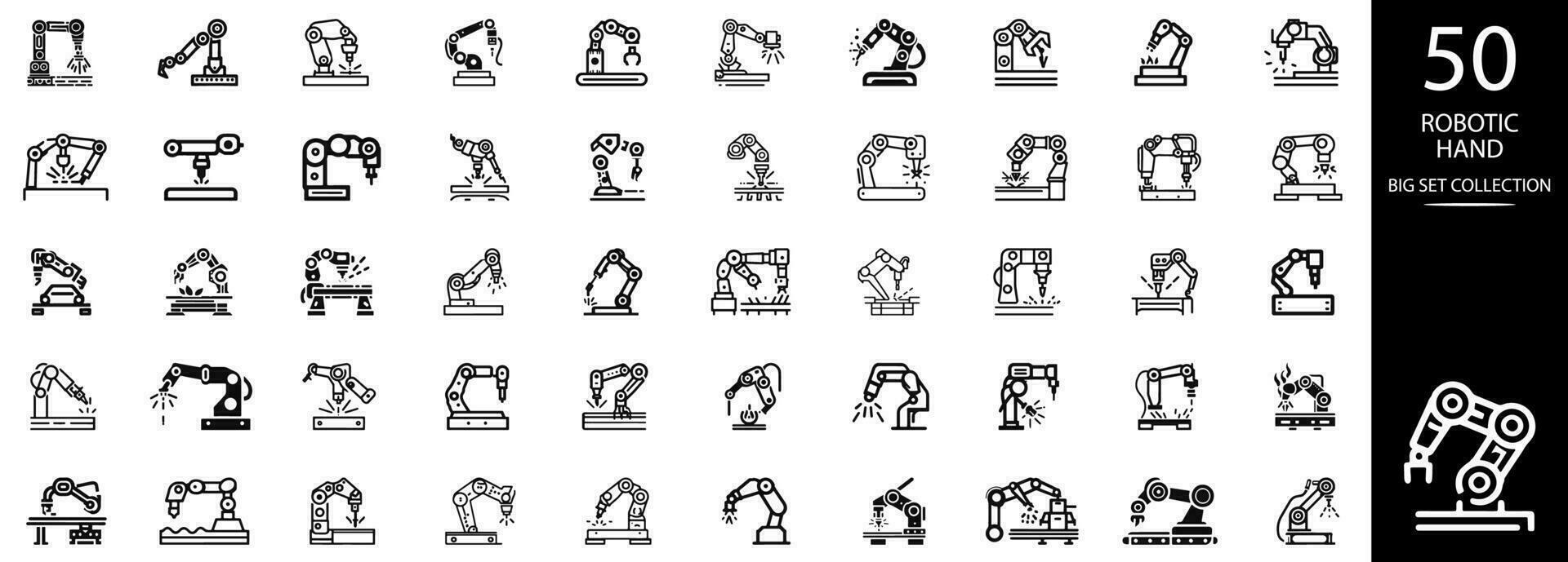 Robotic hand manipulator silhouette symbol icon. vector