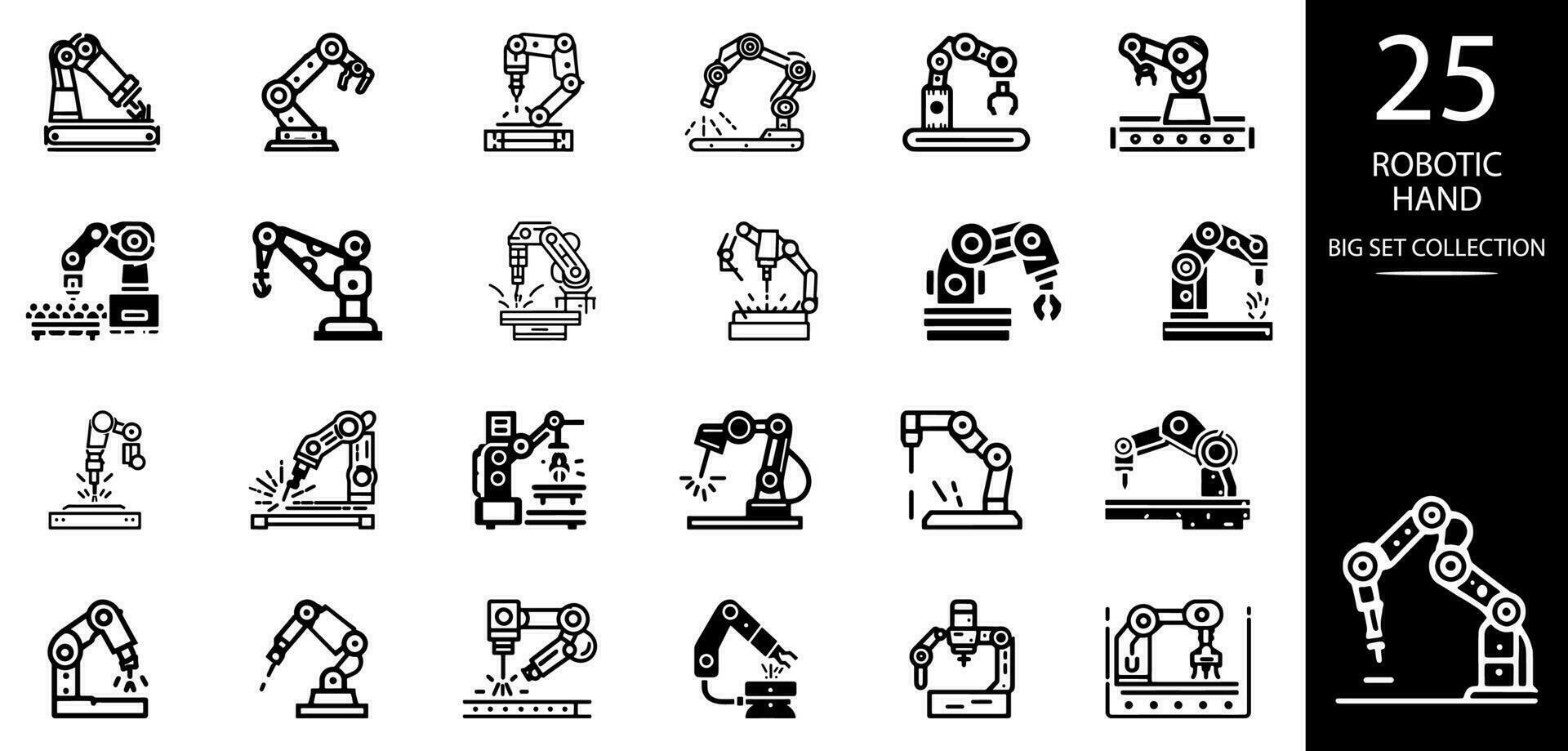 Robotic hand manipulator silhouette symbol icon. vector