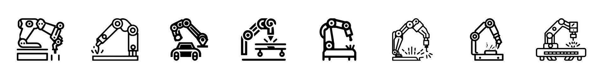 Robotic hand manipulator silhouette symbol icon. vector