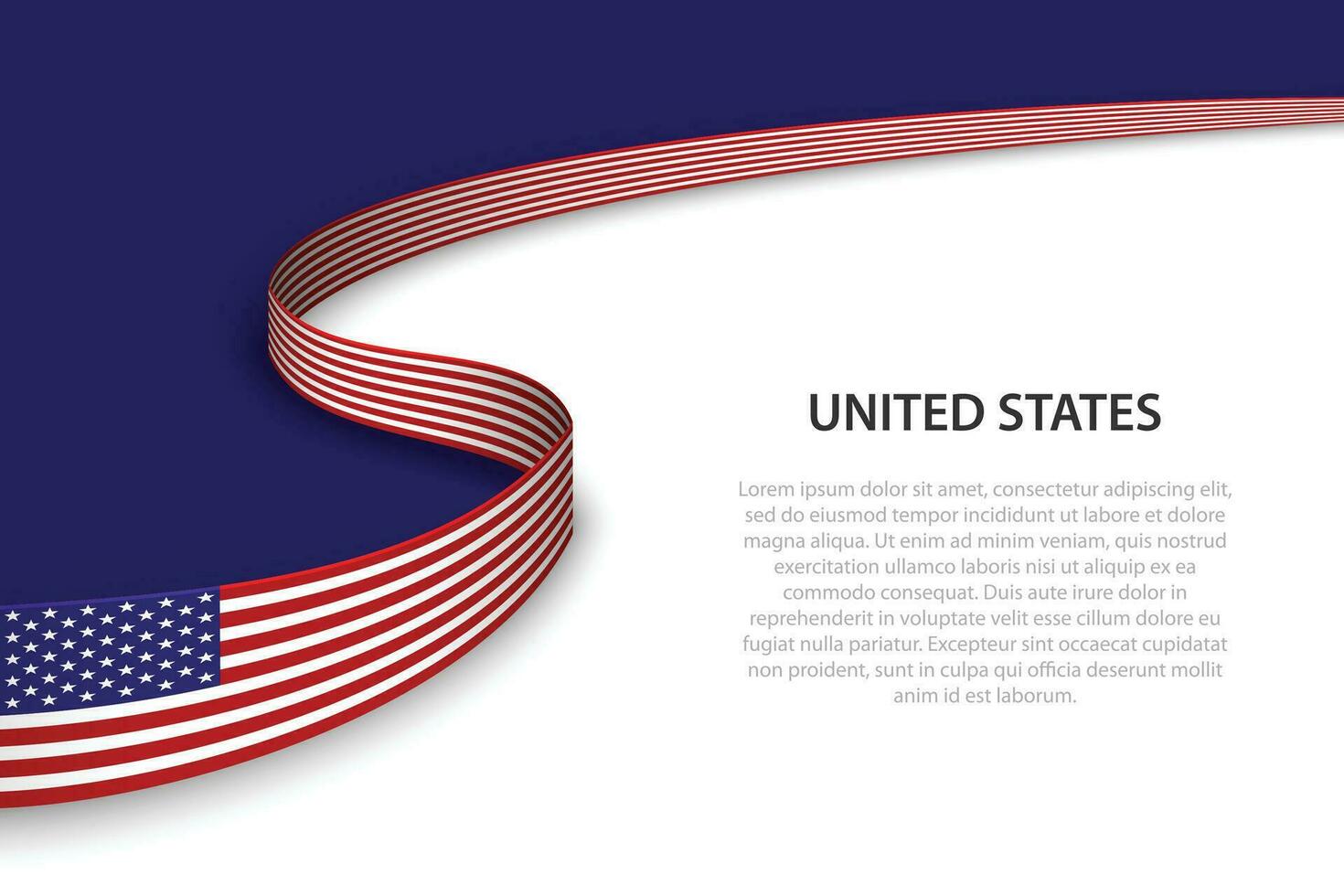 Wave flag of United States with copyspace background. vector