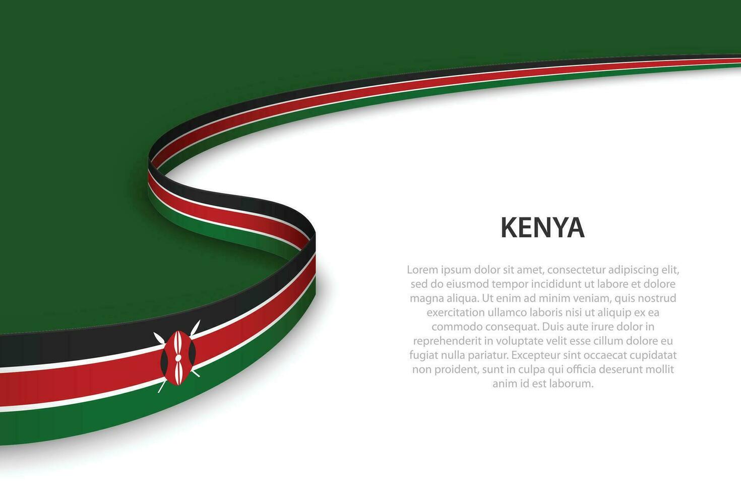 Wave flag of Kenya with copyspace background. vector