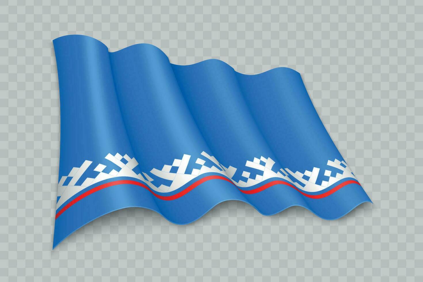 3d realista ondulación bandera de yamalo-nenets autónomo es un región de Rusia vector