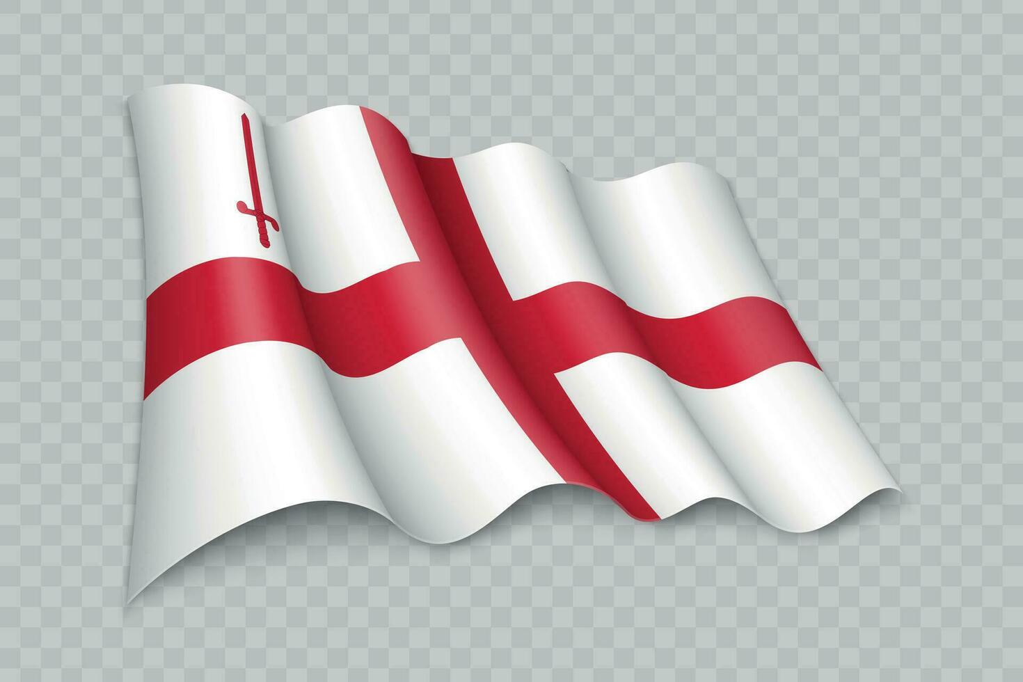 3D Realistic waving Flag of City of London is a county of England vector