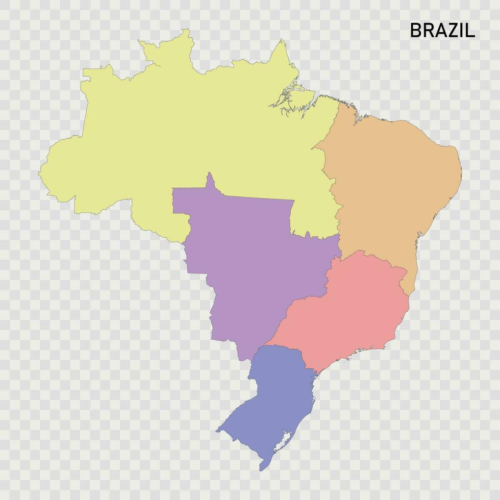 aislado de colores mapa de Brasil con fronteras vector