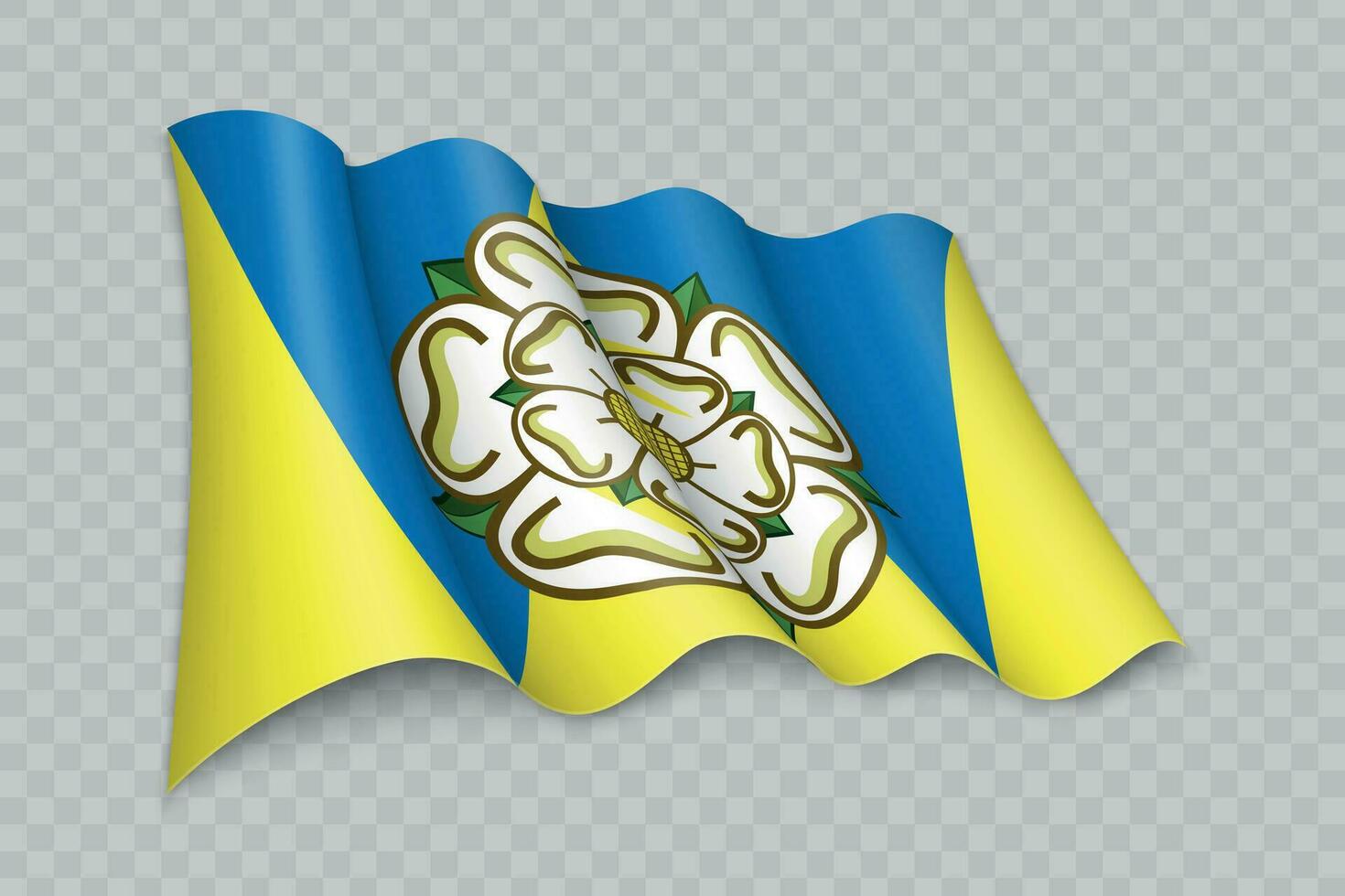 3D Realistic waving Flag of West Yorkshire is a county of England vector