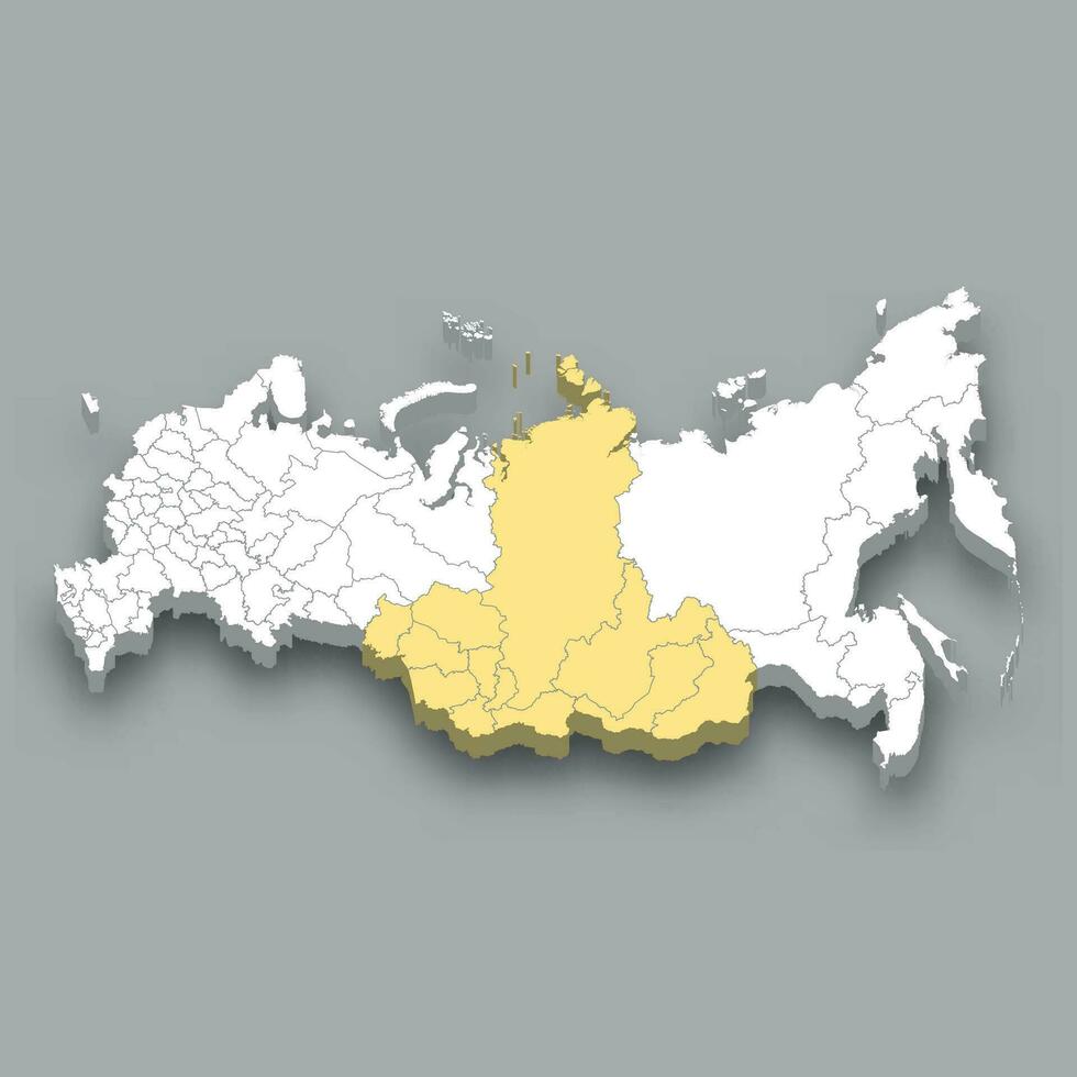 Siberia region location within Russia map vector