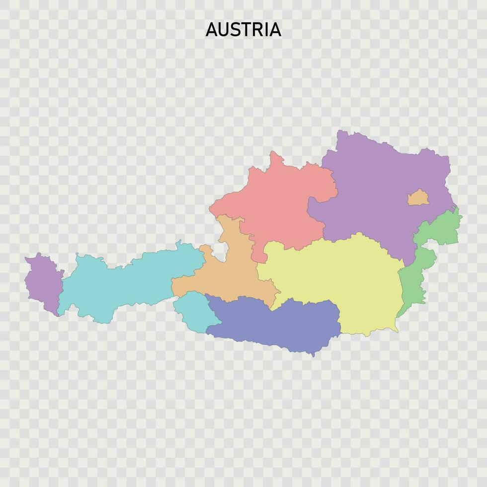 aislado de colores mapa de Austria vector