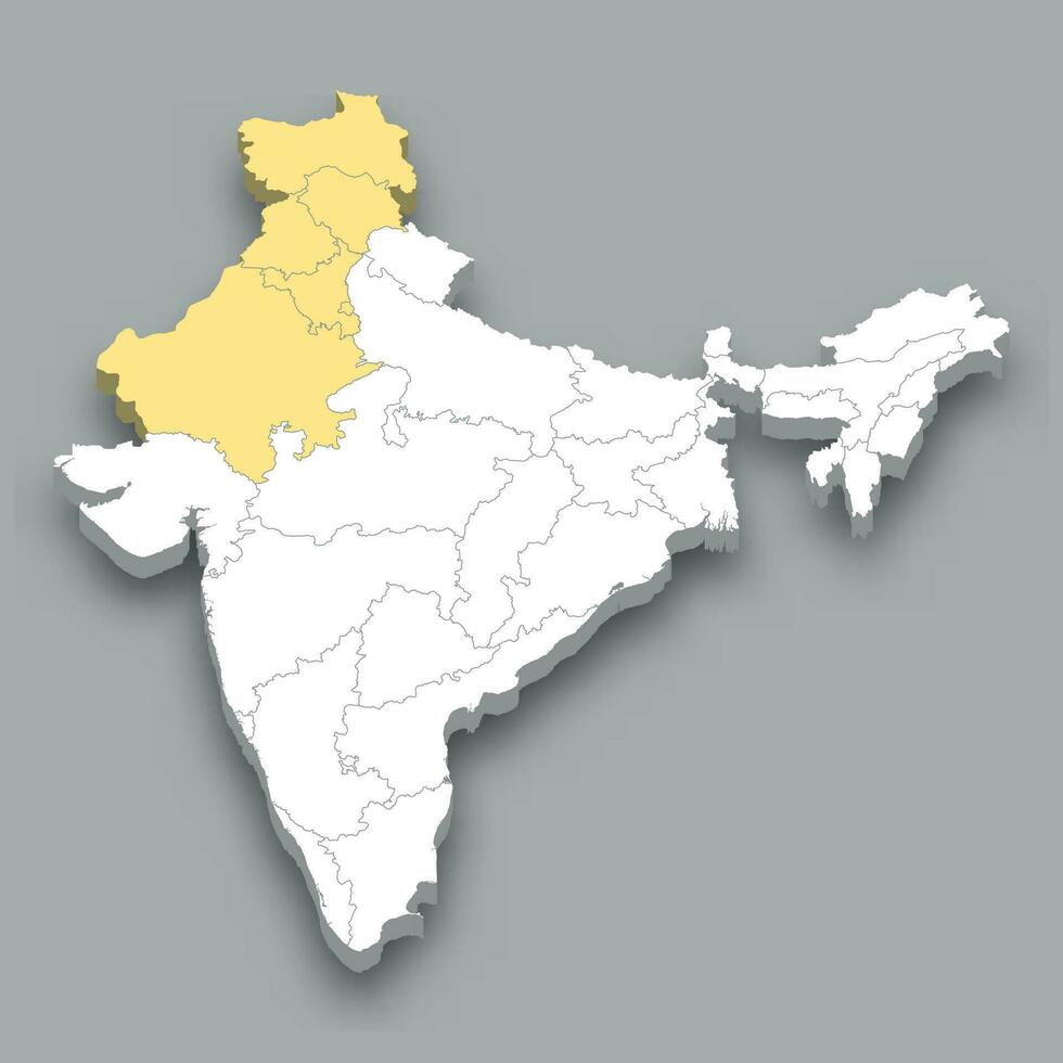 Northern Zone location within India map vector