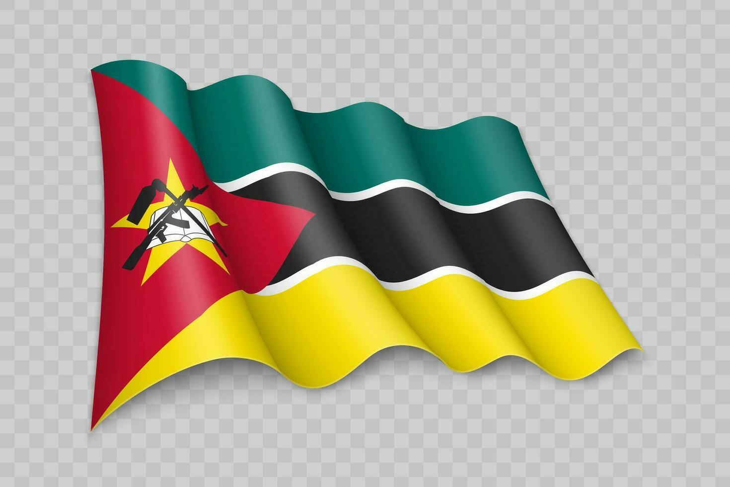 3D Realistic waving Flag of Mozambique vector