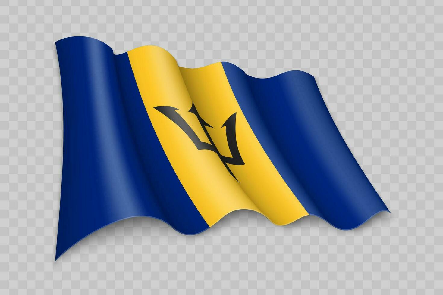 3D Realistic waving Flag of Barbados vector