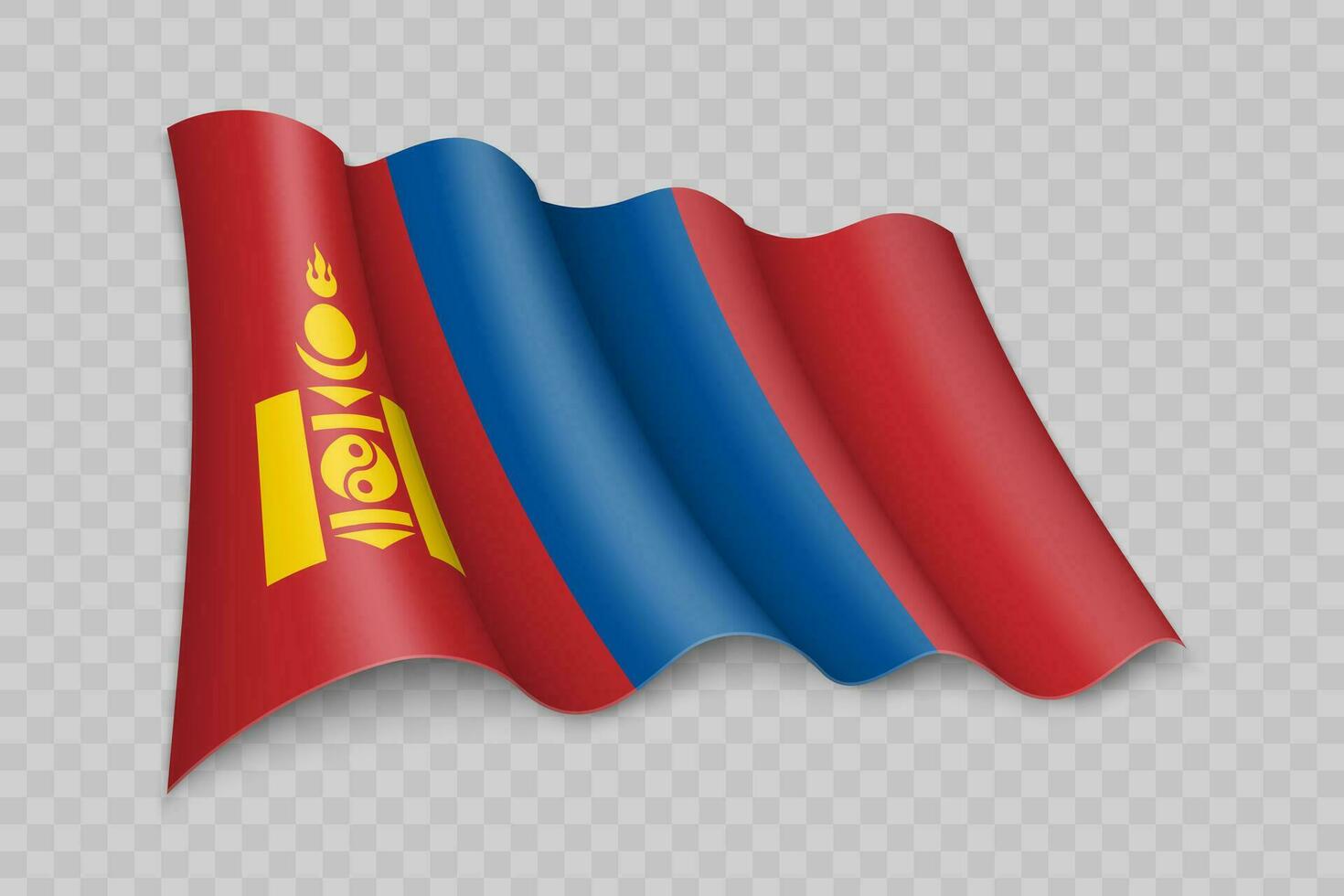 3D Realistic waving Flag of Mongolia vector