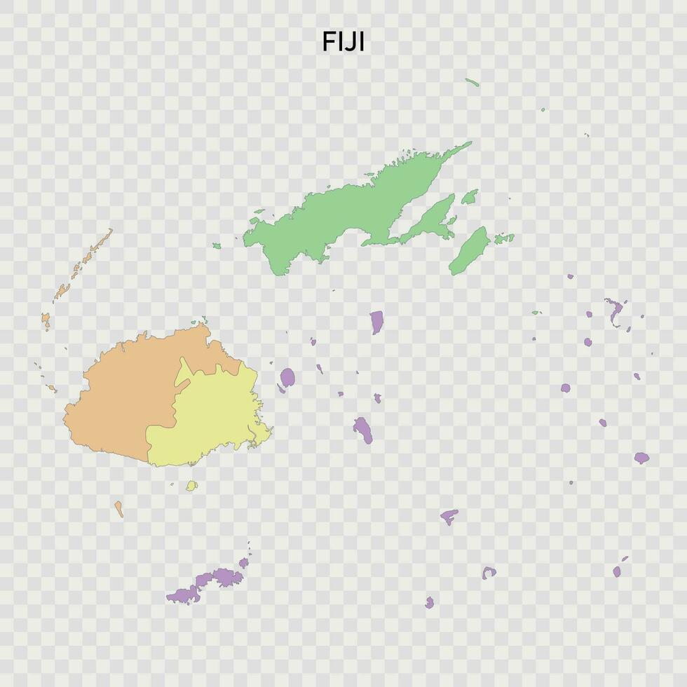 Isolated colored map of Fiji with borders vector