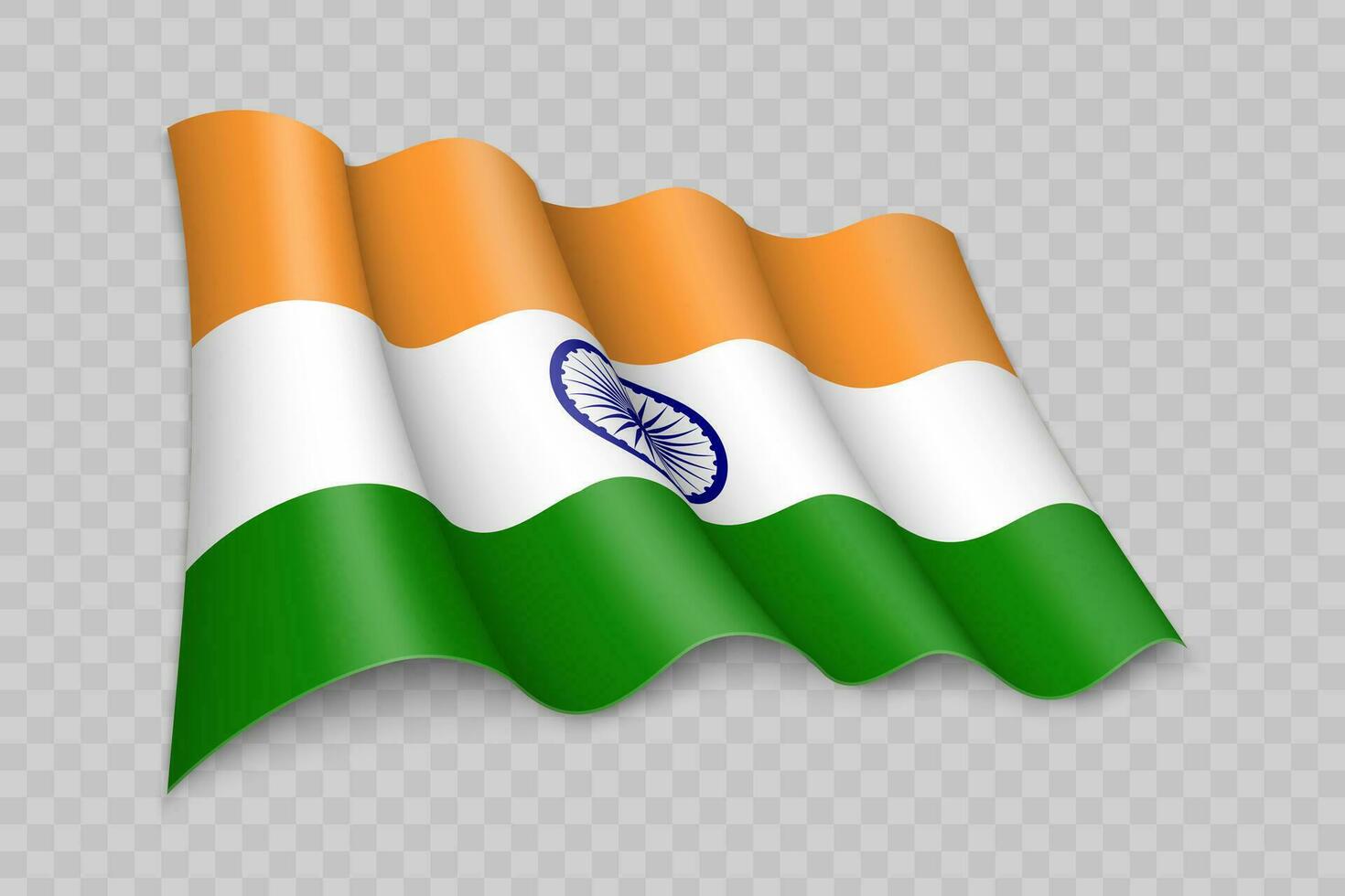 3D Realistic waving Flag of India vector