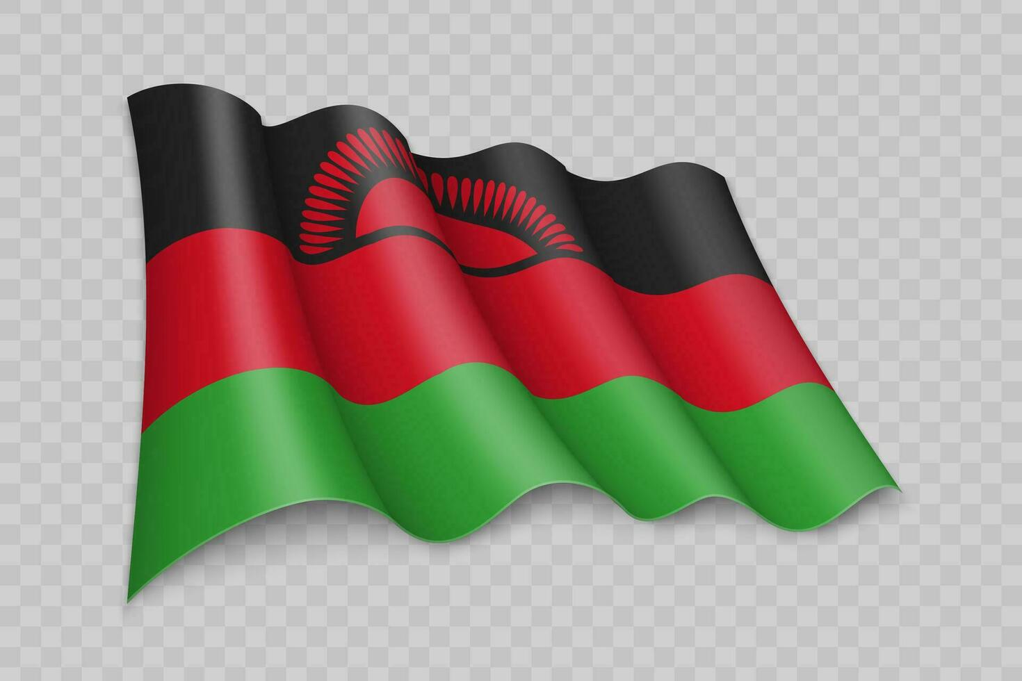 3D Realistic waving Flag of Malawi vector