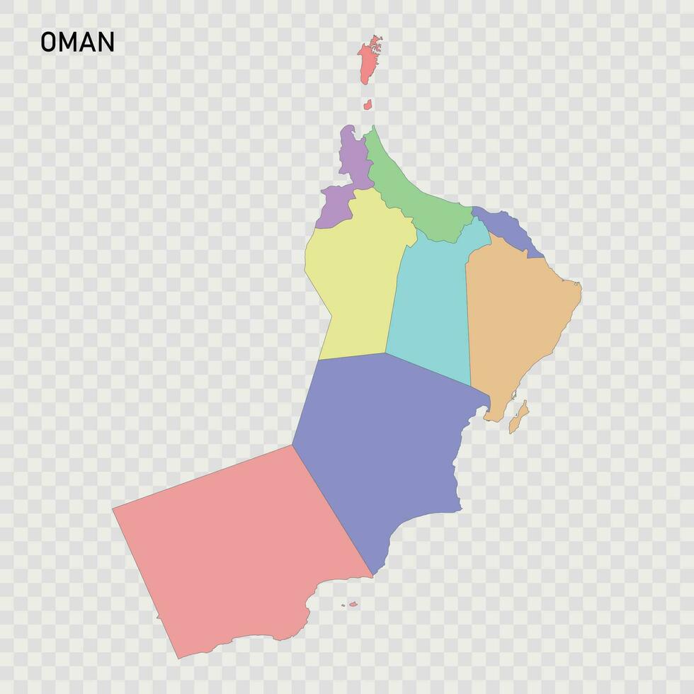 aislado de colores mapa de Omán vector