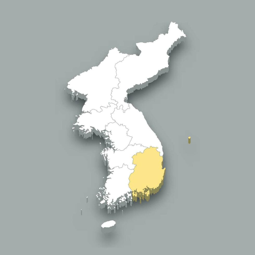 Yeongnam historical region location within Korea map vector