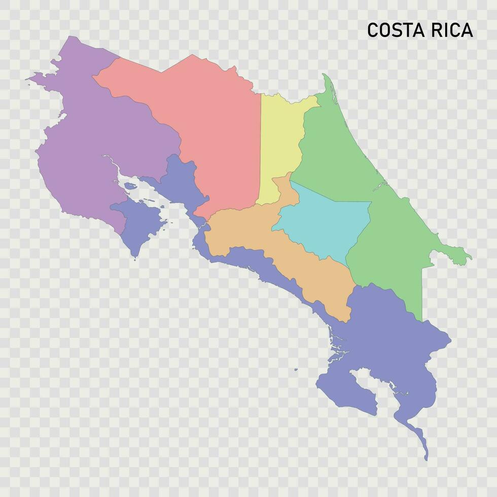 aislado de colores mapa de costa rica con fronteras vector