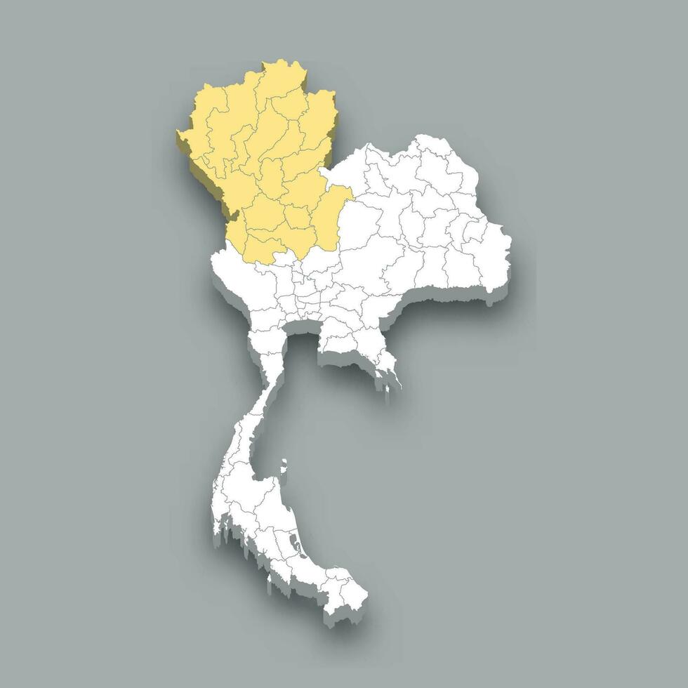 del Norte región ubicación dentro Tailandia mapa vector