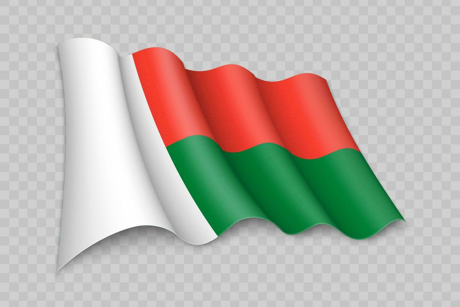 3D Realistic waving Flag of Madagascar vector