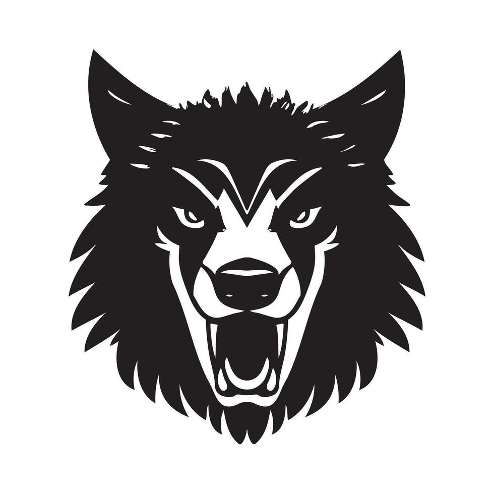 Wolf head black and white vector icon.