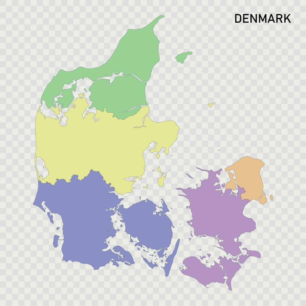 aislado de colores mapa de Dinamarca vector