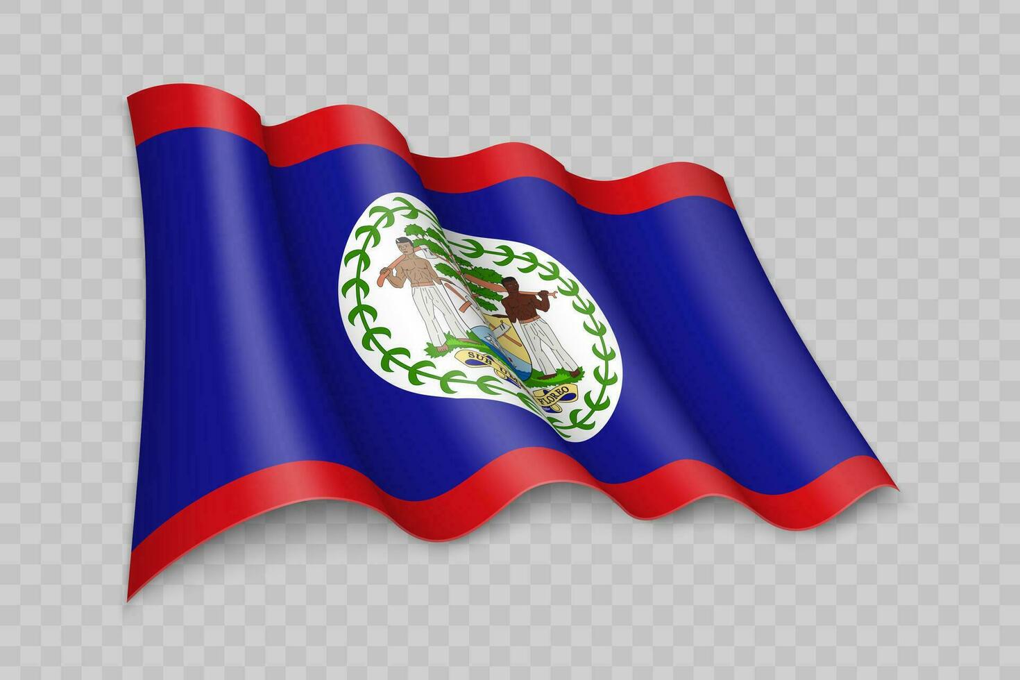 3D Realistic waving Flag of Belize vector