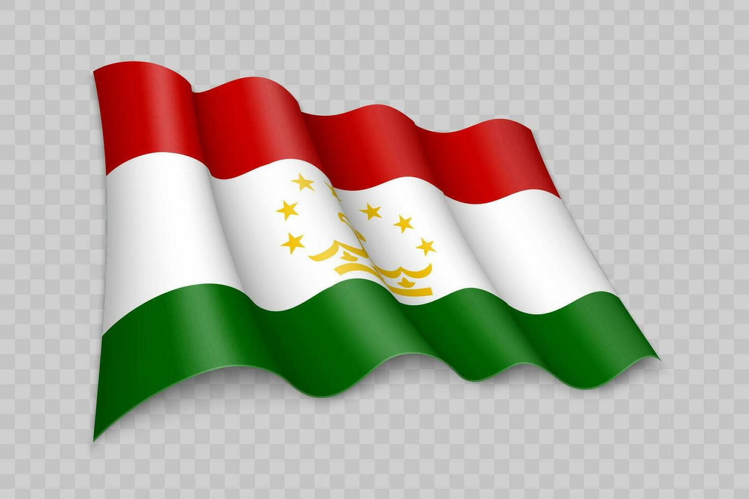 3D Realistic waving Flag of Tajikistan vector