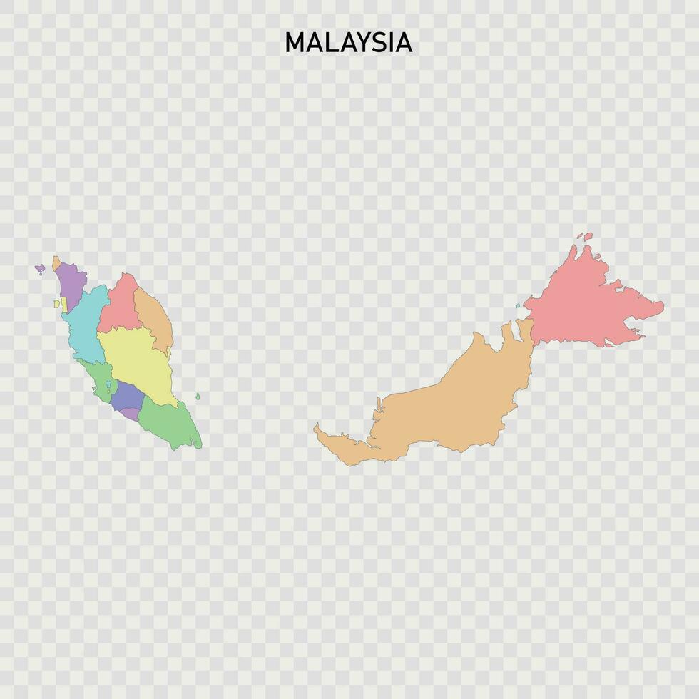 aislado de colores mapa de Malasia vector