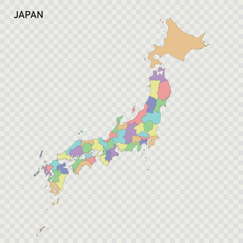 aislado de colores mapa de Japón vector