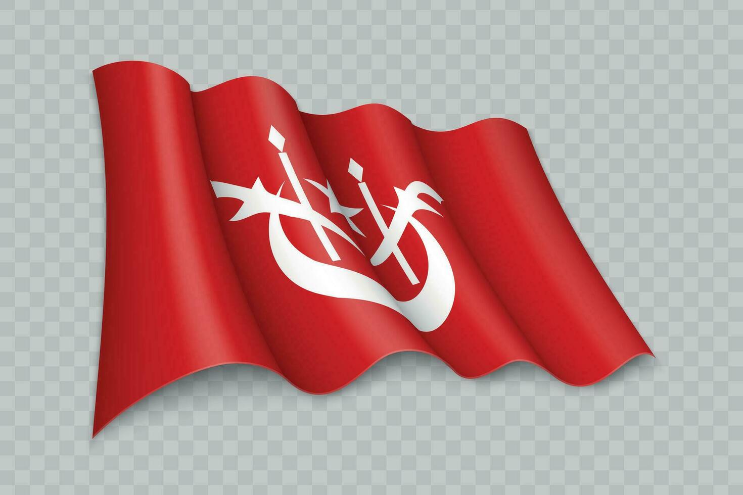 3D Realistic waving Flag of Kelantan is a state of Malaysia vector