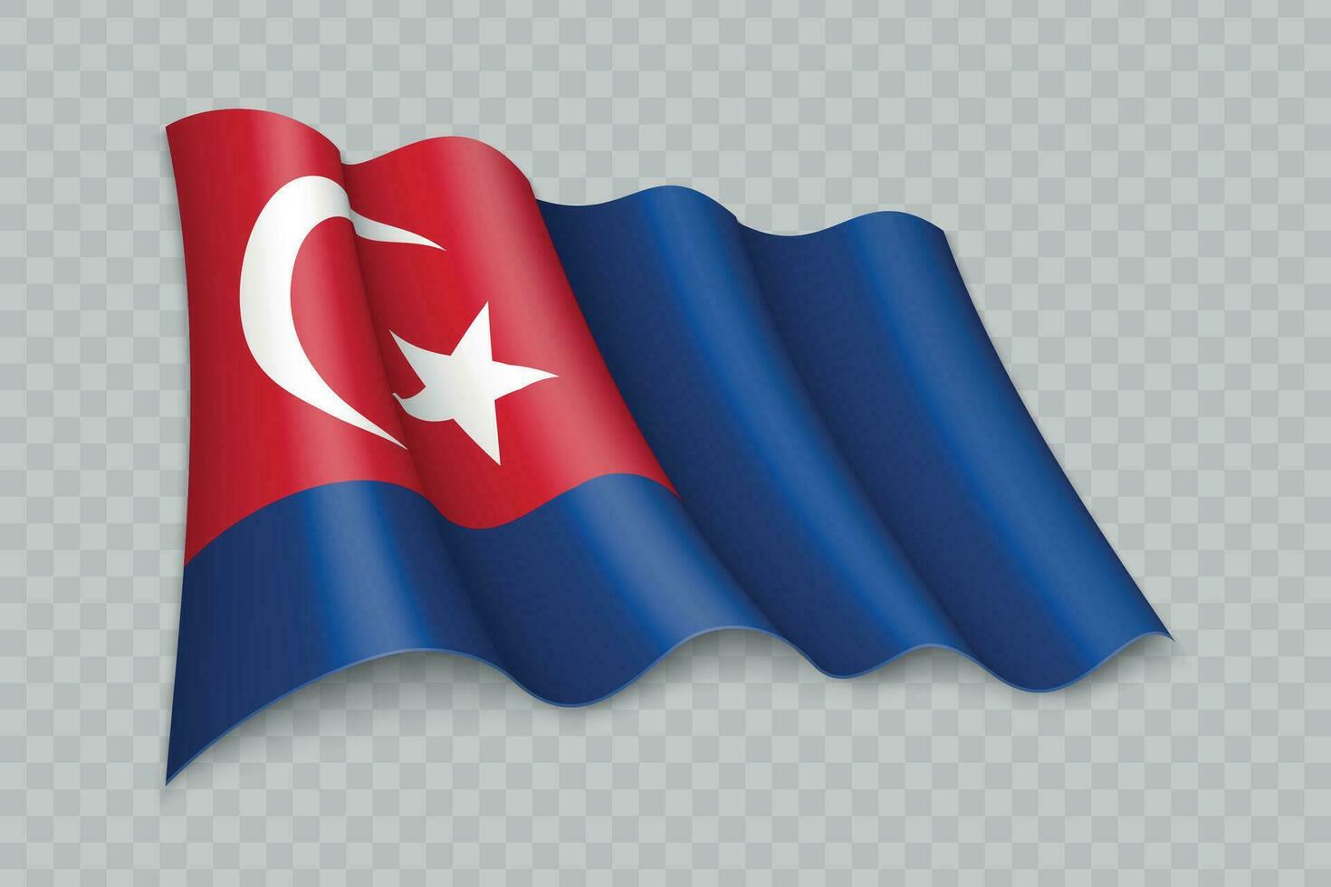 3d realista ondulación bandera de johor es un estado de Malasia vector