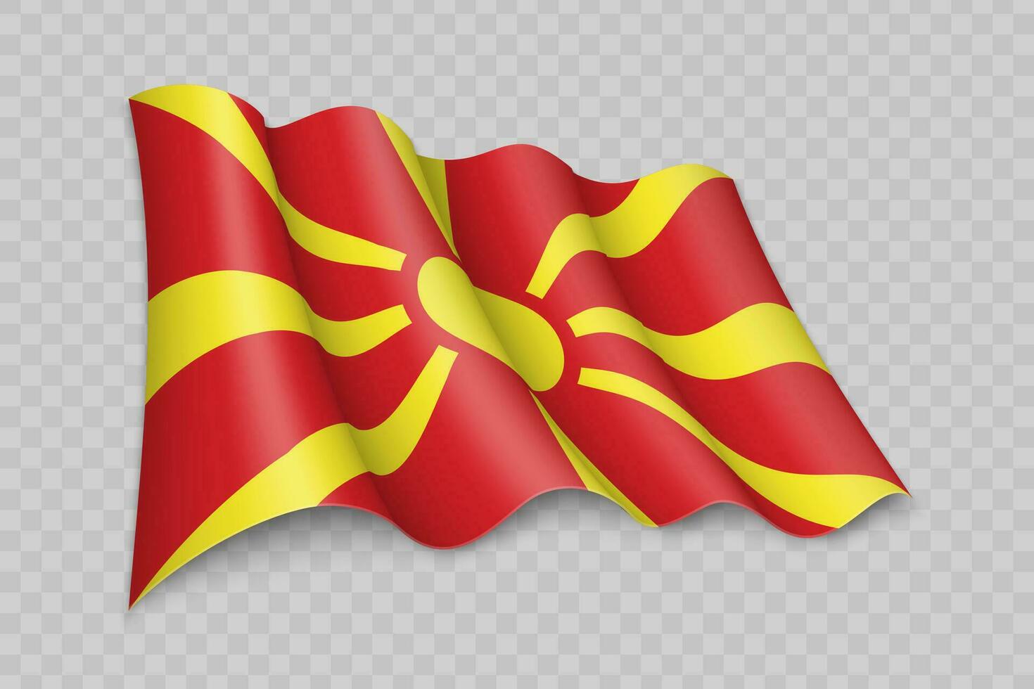 3D Realistic waving Flag of North Macedonia vector