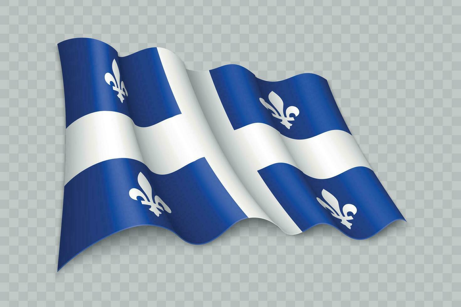 3d realista ondulación bandera de Quebec es un estado de Canadá vector